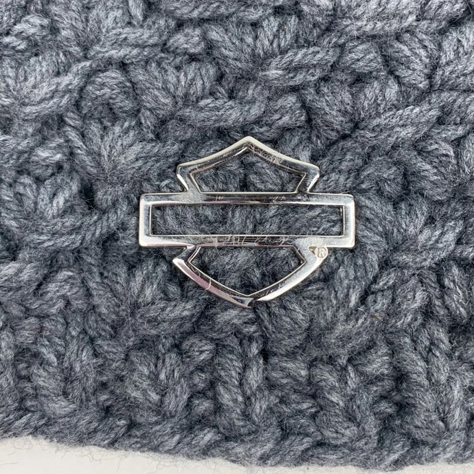 Harley-Davidson Gris Texturizado Tejido Sombrero HD Motociclista Tejido Gorro Plata Logo Foto 3 de 4