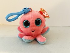 TY Beanie Boos - SHELDON the Octopus (Glitter Eyes)(Key Clip - 3 inch) - NWT