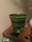 Vintage McCoy USA Jardiniere Pedestal Planter Green 4.5” tall and wide