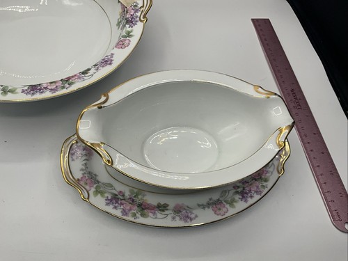 Vintage NORITAKE China ROSELANE Gravy Boat & Roselace Serving Bowl Two Pc Lot - Picture 4 of 14