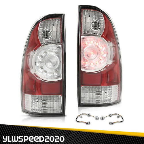 Fit For 2005-2015 Toyota Tacoma LH+RH Side Red Rear Tail Light Lamp LED Chrome - Picture 1 of 12