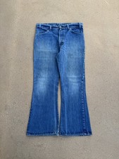Vintage 70  s Levi  s 646 Orange Tab Bellbottom Flare Faded Denim Jeans Size 34x28