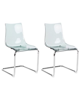 Esszimmerstuhl 2er Set Kunststoff transparent schwarz Freischwinger Marshall