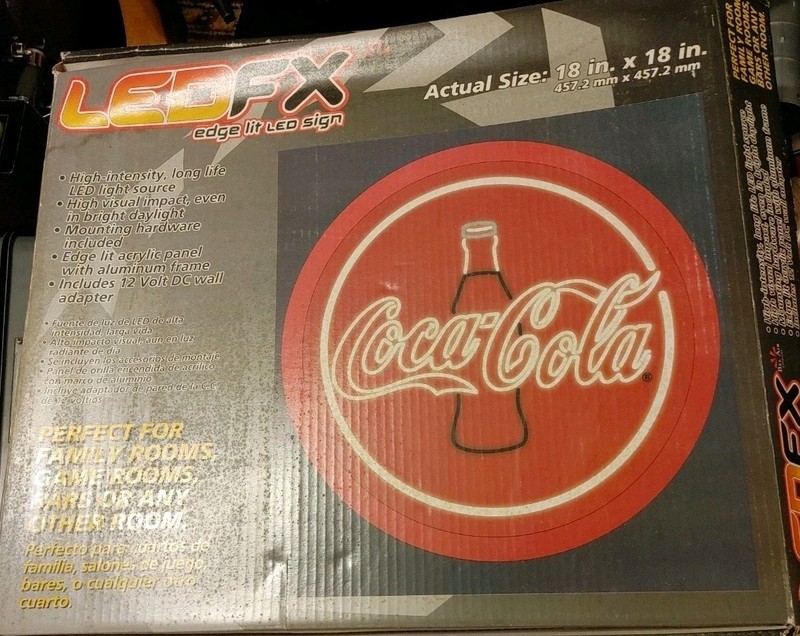 COCA COLA  LEDFX Edge Lit LED Sign 18 in. X 18 in. Coke Game Room Sign NEW!