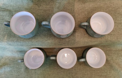 Rare Vintage Denby Stoneware Regency Green Demitasse Coffee Cups and Saucers x 6 - Picture 7 of 8