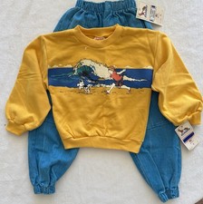 VTG 80s Buster Brown Beach Graphic Sweatshirt Jogger Jean Set NWT Kids 6
