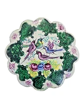 Vintage PERSIAN Enamel Minakari Peacocks Brooch Vivid Colors