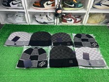 Louis Vuitton Check Wool Beanie Gray Black Knitted Insulated Winter Hat Men