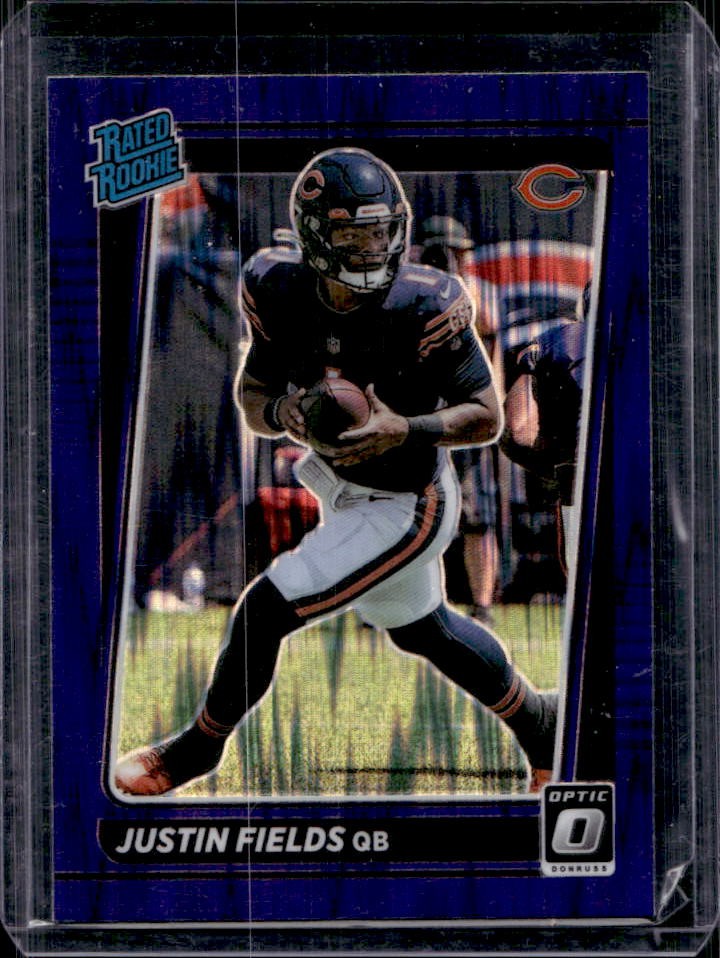 2021 Donruss Optic Justin Fields Purple Shock Rated Rookie #204 Bears