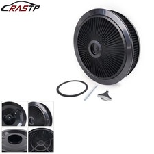 Black 14 X 3 Round Super Flow Thru Air Cleaner Washable For 5-18 Carb Neck Black 14 X 3 Round Super Flow Thru Air Cleaner Washable For 5-18 Carb Neck