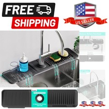 24 Inch Longer Faucet Mat for Kitchen Sink, 5 Slope Fast Self-draining, Kitc...