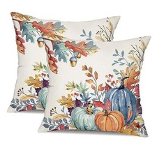 Fall Pillow Covers 18x18 inch Set of 2 and Green 18" x 18" Pack of 2 Blue