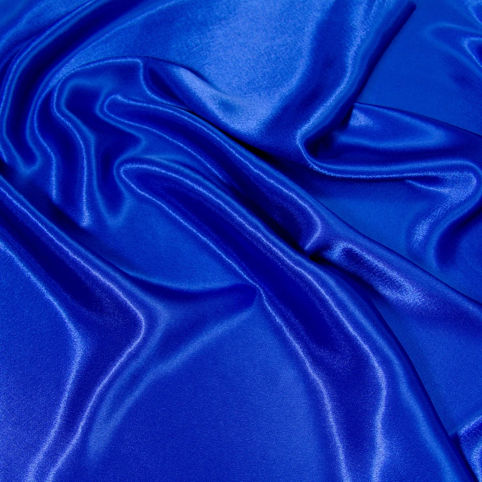 Royal Cobalt Blue Silky Smooth Polyester Satin Sewing Fabric Material Remnant - Image 3 of 4
