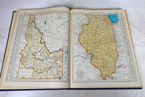 VTG 1940 Collier's World Atlas and Gazetteer Dark Blue Hardcover Book Ephemera - Picture 11 of 14