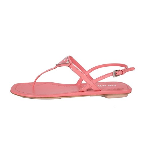 sz 37 NEW $960 PRADA Petal Pink Patent Leather LARGE LOGO Slingback SANDALS NIB - Picture 2 of 15