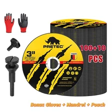 100+10Pack Cut Off Wheels 3"x1/16"x3/8"Arbor Metal Cutting Disc Die Grinder Tool