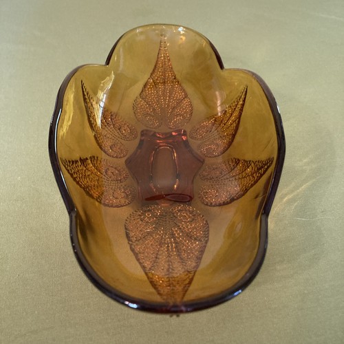 Braunglas Schale 10" Kieselblatt Design überbacken Anchor Hocking Vintage Herbst - Bild 8 von 17