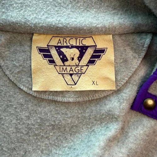 Arctic Image Fleece Jacket Mens XL Grey Good Vintage Alaska Snap Mock Neck USA image 4