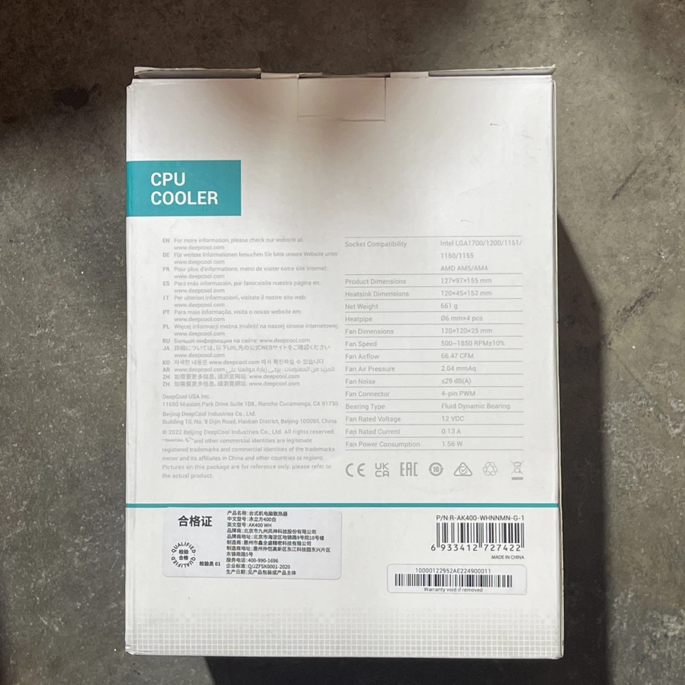 DeepCool AK400 WH Performance CPU Cooler White 4 Direct Touch Copper Heat - Image 2 of 4