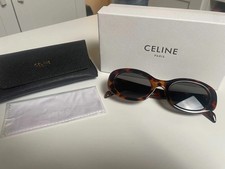 Celine Triomphe Sunglasses Tortoise Oval Dark Lens Case Box Authentic Full Set