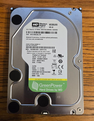Western Digital WD AV 3.5'' 3TB HDD WD30EURX SATA III 64MB Cache Hard Drive Used