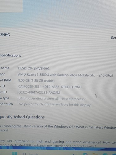 LENOVO V155-15API 15.6" RYZEN 5 3500U 2.1GHZ 8GB RAM ,256GB SSD VEGA 8 ,SL13 - Afbeelding 7 van 16