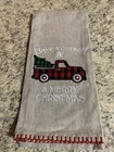 CHRISTMAS Kitchen Towel Linen Red Trim Have yourself a Merry Little Christmas