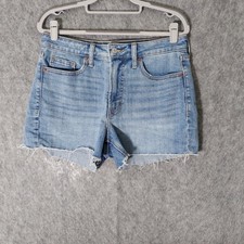 Old Navy Shorts Womens 8 Blue OG Straight Denim Raw Hem Light Wash
