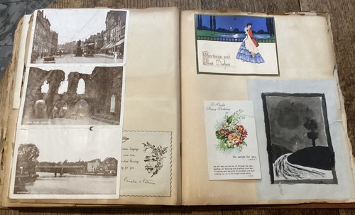 ANTIKES EDWARDIANISCHES SAMMELALBUM 1912 STANZFORMEN, GRUSSKARTEN, POSTKARTEN & MEHR - Bild 12 von 21