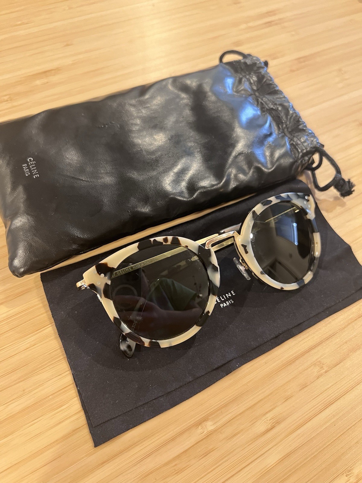 CELINE Women's Round Tortoise Shell Sunglasses Bl… - image 1