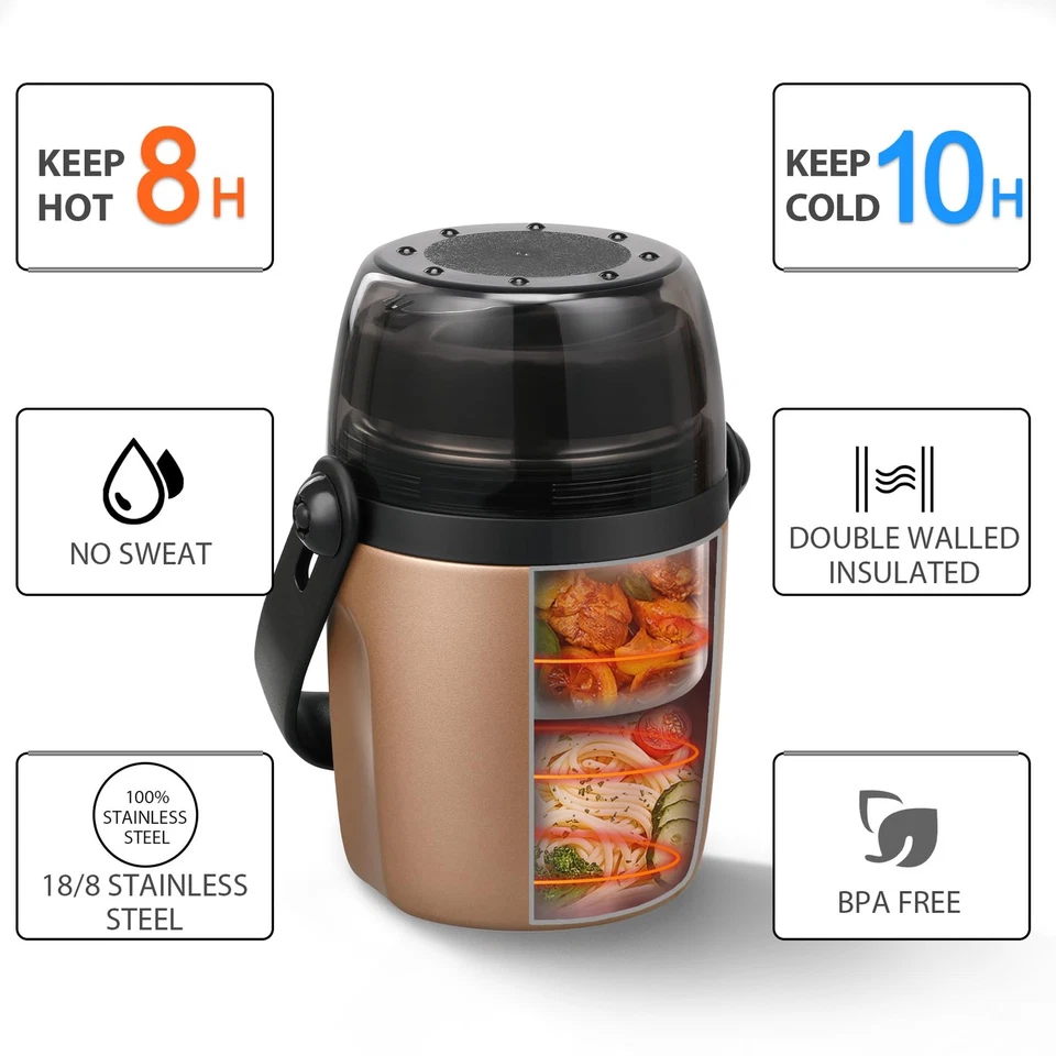 Contenedor de almuerzo aislado 32 oz para sopa de comida caliente | Bento Bo a prueba de fugas Foto 3 de 4