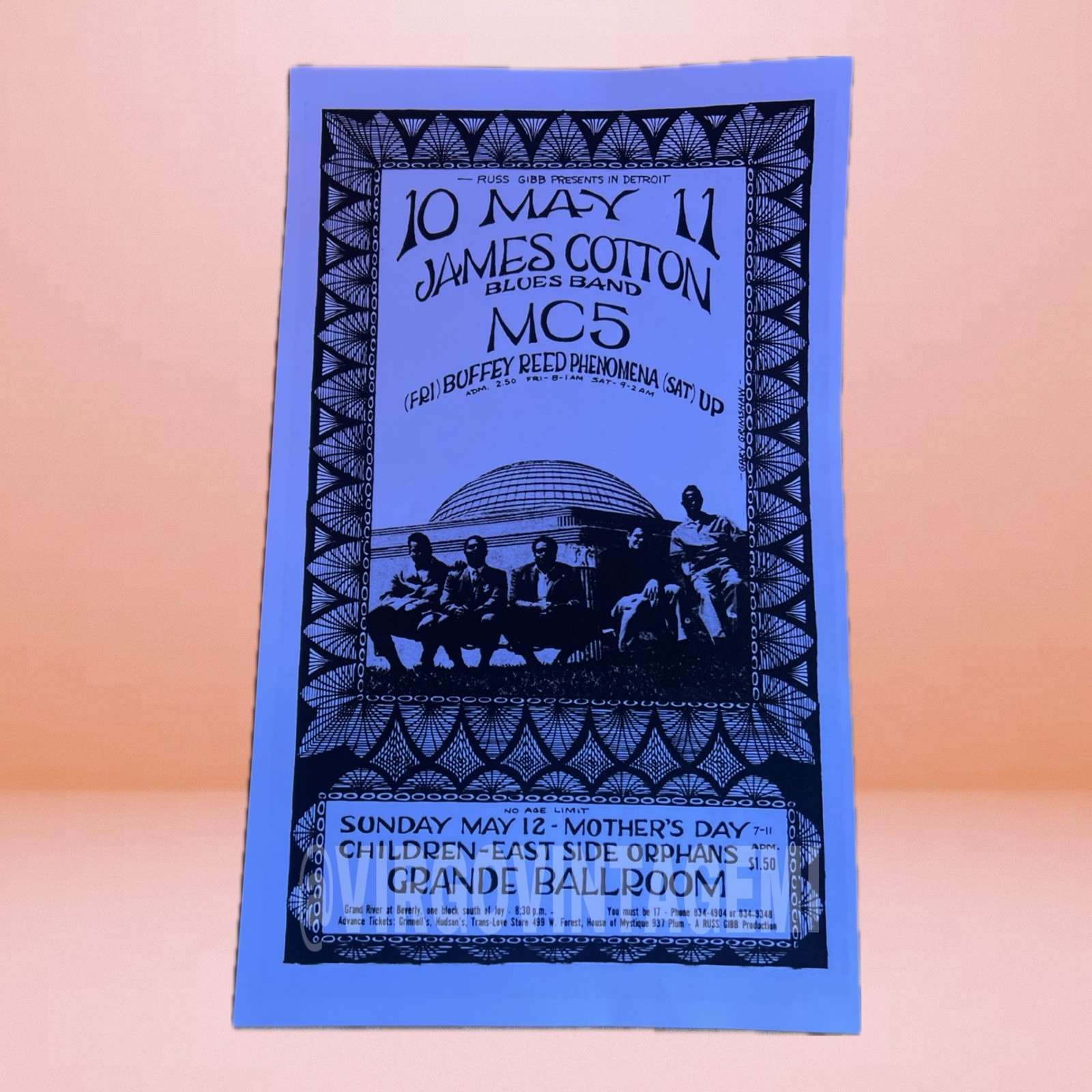 James Cotton Blues Band & MC5 Concert Flyer (May 10-12) Grande Ballroom Detroit