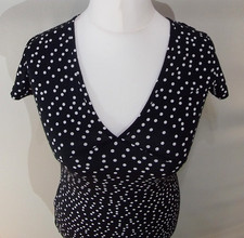 Pretty Little Thing Black Polka Dot Ruched Bust Midi Dress NWT Size 12 No.174