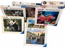 Ravensburger Lot of 7 Jigsaw Puzzles 500 Pieces ALL COMPLETE  1 is Circular