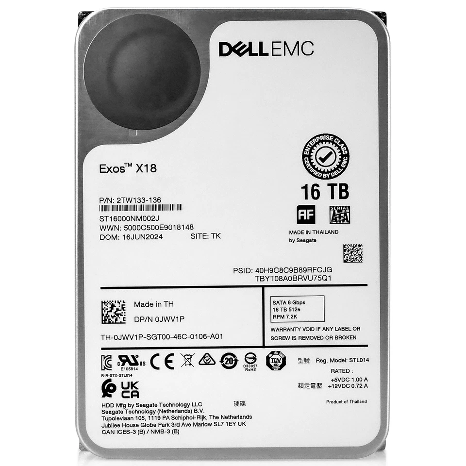 Dell/Seagate Exos X18 16TB ST16000NM002J 7.2K RPM SATA 6Gb/s 512e 3.5" HDD - Image 4 of 4