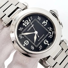 Cartier de Pasha C 35mm Black Arabic Dial Steel Watch 2324 W31043M7 2