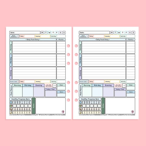 A5 Filofax/Insert/Food DietTracker Weight Loss Compatible SW WW /Calorie KETO - Picture 13 of 15