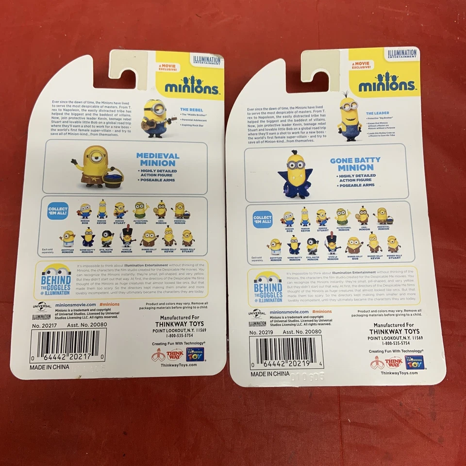 2 Minions JUGUETE DE ACCIÓN POSABLE GONE BATTY MINION MEDIEVAL MINION SELLADO Foto 2 de 4