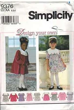 9376 Vintage Simplicity SEWING Pattern Little Girls Dress Party Church OOP UNCUT