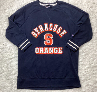 Syracuse Sweatshirt Medium Womens Champion Orange Lightweight 3/4 Sleeve Navy