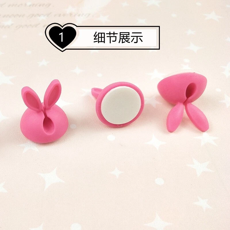 Adhesivo trasero de silicona clips de cable orejas de conejo lindo administrador de cables 12 un. Foto 3 de 4