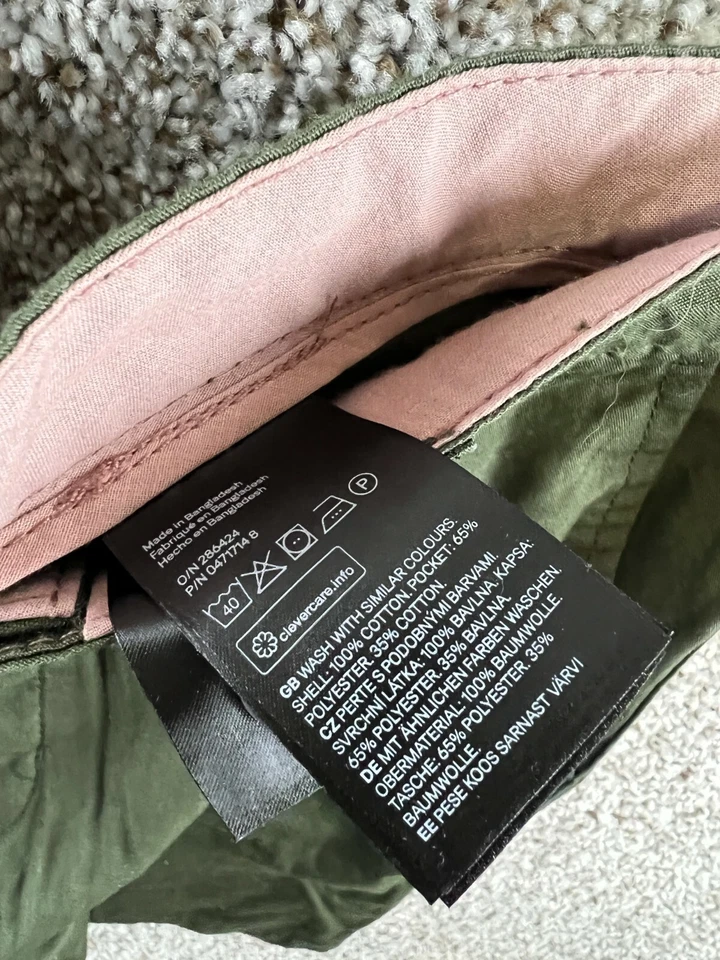 Pantalones Cortos Chinos H&M Divididos Para Hombre Talla 28 Verde 100% Algodón Pantalones Cortos Botón Mosca Foto 3 de 4