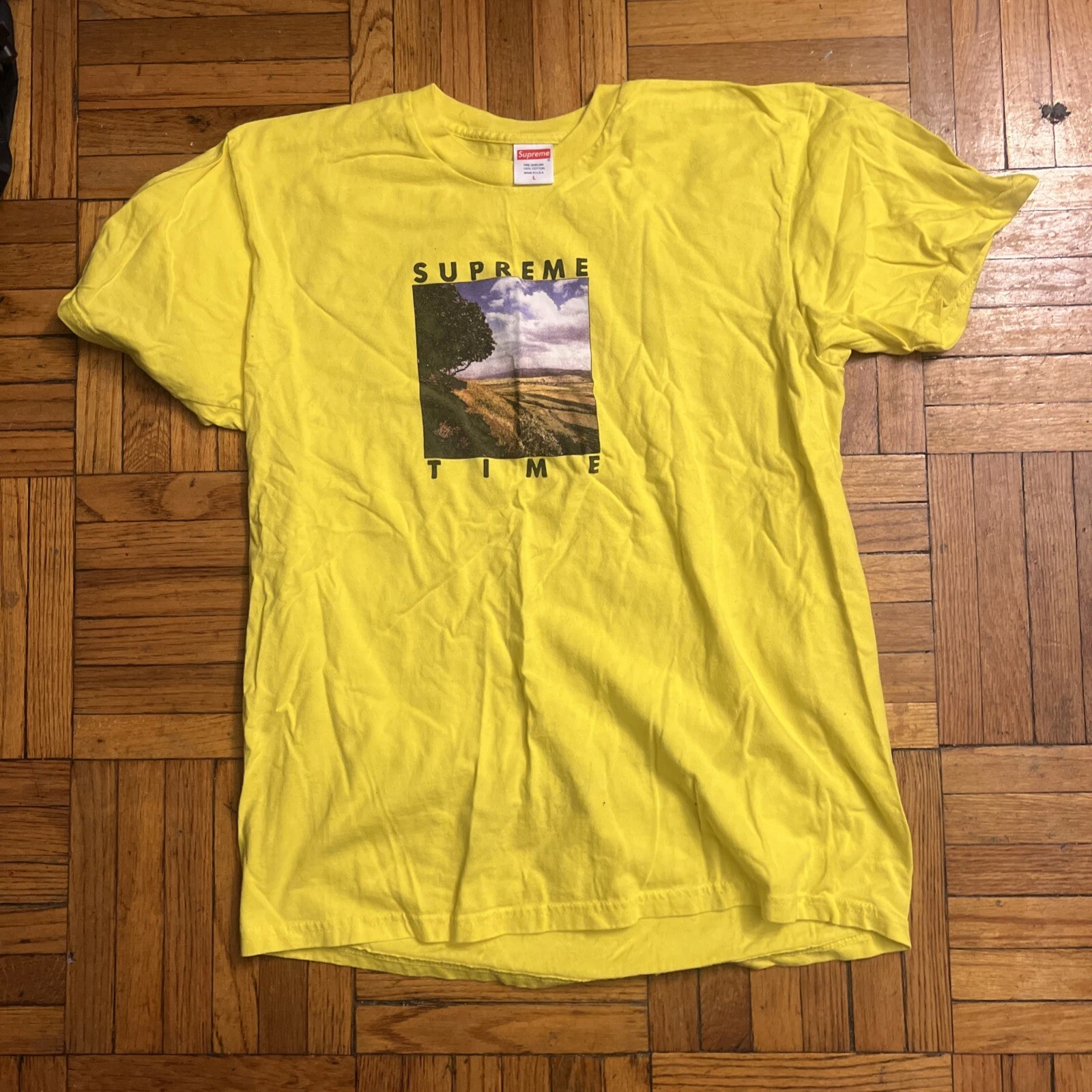 T shirt Supreme   Supreme Time   Taille L Jaune SS 2020