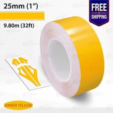 AMBER YELLOW 1" PIN STRIPE Car Model Motorcycle Decal TAPE Vinyl Sticker 25mm