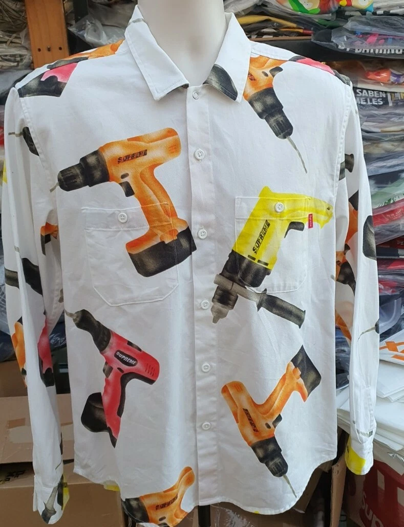 Chemise SS19 Supreme Drills taille S petite blanche manches longues