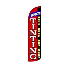 Window Tinting Red Swooper Flutter Feather Flag 3ft W x 11.5ft Tall