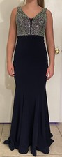 Windsor’s Navy Blue Sequined Bodice; Size 2 Formal Dress Pre-owned