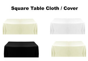 NEW 90" X 90" Square Polyester Solid Plain Table Cloth Cover White/Black/Ivory