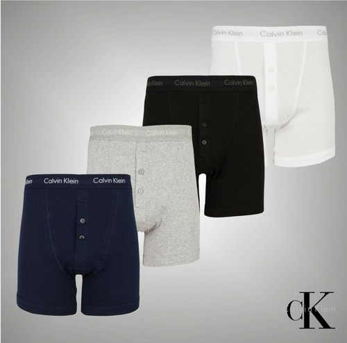 Calvin Klein Mens 2 Button Front Premium Boxer Shorts Underwear Sizes S-XXL - Afbeelding 1 van 22