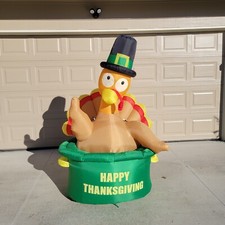 Inflatable Thanksgiving Turkey in Pot Light Up 6ft Air Blown Indoor Outdoor Use